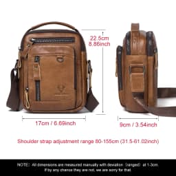 HUMERPAUL 100% Genuine Leather Men's Shoulder Messenger Bag Small Business Crossbody Handbag for Work Male Travel Sling Bolso