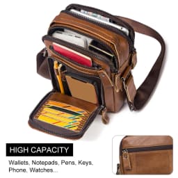 HUMERPAUL 100% Genuine Leather Men's Shoulder Messenger Bag Small Business Crossbody Handbag for Work Male Travel Sling Bolso