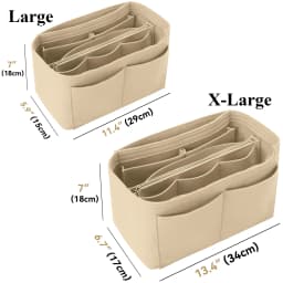 Felt Purse Organizer Insert - Travel Tote Bag Divider with Zipper, Handbag Insert for Longchamp, Neverfull, Speedy & More