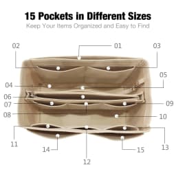 Felt Purse Organizer Insert - Travel Tote Bag Divider with Zipper, Handbag Insert for Longchamp, Neverfull, Speedy & More