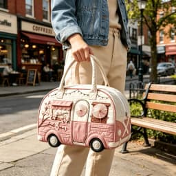 New 9 Styles Bus-Shaped Quilted Duffle Bag Large Capacity 3D Quilting Craft Travel Duffel Bag Tote Bags Short-distance Handbag