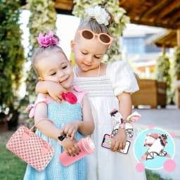 Funny Play Purse for Girls Princess Gifts Play Purse Set Top Handle Bag Cell Phone/Makeup/Water Bottle Christmas Birthday Gift