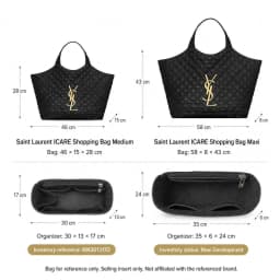 Organizer Insert Compatible with Saint Laurent ICARE Shopping Bag Maxi, Slim Waterproof Bag Liner with Zip Pocket 35 x 6 x 24 cm