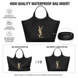 Organizer Insert Compatible with Saint Laurent ICARE Shopping Bag Maxi, Slim Waterproof Bag Liner with Zip Pocket 35 x 6 x 24 cm