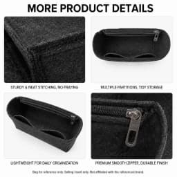 Organizer Insert Compatible with Saint Laurent ICARE Shopping Bag Maxi, Slim Waterproof Bag Liner with Zip Pocket 35 x 6 x 24 cm