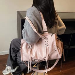 Retro Motorcycle Handbag Women Horizontal Tote Storage Tassel Design Pillow Shoulder Bag Trendy Large Capacity Soft Underarm Bag