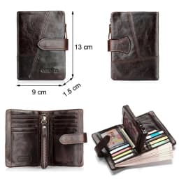 CONTACT'S Genuine Leather Men Short Wallets Hasp Bifold Card Holder Money Clip Coin Purse Retro Male Mini Wallets High Quality
