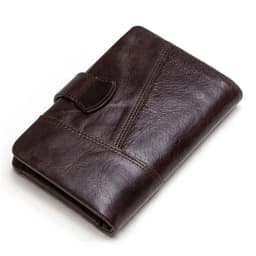CONTACT'S Genuine Leather Men Short Wallets Hasp Bifold Card Holder Money Clip Coin Purse Retro Male Mini Wallets High Quality