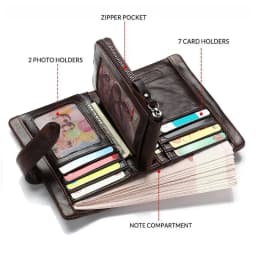 CONTACT'S Genuine Leather Men Short Wallets Hasp Bifold Card Holder Money Clip Coin Purse Retro Male Mini Wallets High Quality