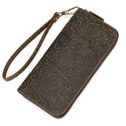 Luufan Vintage Crazy Horse Leather Men Women Long Purse Wallet Credit Card Double Zip Wallets Long Wallet Male Clutch Purse