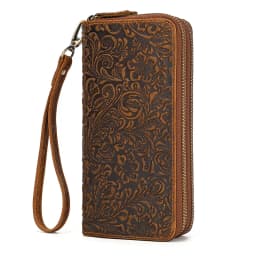 Luufan Vintage Crazy Horse Leather Men Women Long Purse Wallet Credit Card Double Zip Wallets Long Wallet Male Clutch Purse