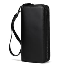 Luufan Vintage Crazy Horse Leather Men Women Long Purse Wallet Credit Card Double Zip Wallets Long Wallet Male Clutch Purse