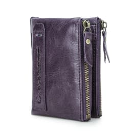 CONTACT'S Fashion Genuine Leather Women Wallet Bifold Card Holder Coin Purse Small Women's Purse Money Clip Men Pocket Wallets
