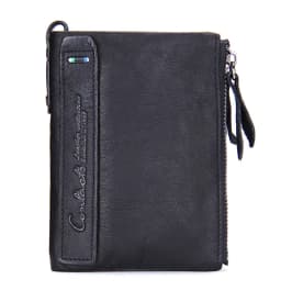 CONTACT'S Fashion Genuine Leather Women Wallet Bifold Card Holder Coin Purse Small Women's Purse Money Clip Men Pocket Wallets