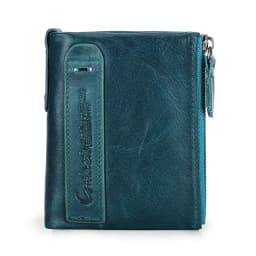 CONTACT'S Fashion Genuine Leather Women Wallet Bifold Card Holder Coin Purse Small Women's Purse Money Clip Men Pocket Wallets