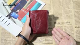 CONTACT'S Fashion Genuine Leather Women Wallet Bifold Card Holder Coin Purse Small Women's Purse Money Clip Men Pocket Wallets