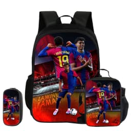 L-Lamin Yamal 3Pcs Set School Backpack Football Star child Rucksack Pencil Bags Bookbag with Lunch bag Sports Knapsack Kids Gift