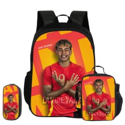 L-Lamin Yamal 3Pcs Set School Backpack Football Star child Rucksack Pencil Bags Bookbag with Lunch bag Sports Knapsack Kids Gift
