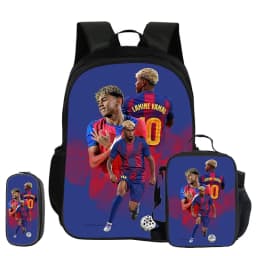 L-Lamin Yamal 3Pcs Set School Backpack Football Star child Rucksack Pencil Bags Bookbag with Lunch bag Sports Knapsack Kids Gift