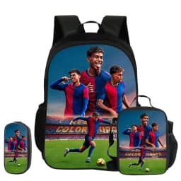 L-Lamin Yamal 3Pcs Set School Backpack Football Star child Rucksack Pencil Bags Bookbag with Lunch bag Sports Knapsack Kids Gift