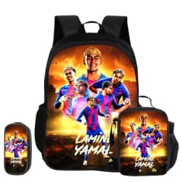 L-Lamin Yamal 3Pcs Set School Backpack Football Star child Rucksack Pencil Bags Bookbag with Lunch bag Sports Knapsack Kids Gift