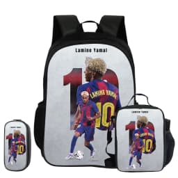 L-Lamin Yamal 3Pcs Set School Backpack Football Star child Rucksack Pencil Bags Bookbag with Lunch bag Sports Knapsack Kids Gift