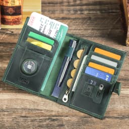 CONTACT'S Genuine Leather Passport Wallets Vintage Travel Card Holder Passport Cover Purse AirTag Slot, Free SIM Card Ejector