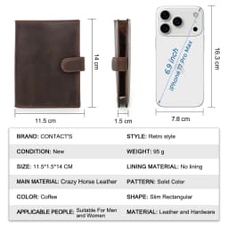 CONTACT'S Genuine Leather Passport Wallets Vintage Travel Card Holder Passport Cover Purse AirTag Slot, Free SIM Card Ejector