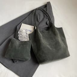 Retro Women's Suede Shoulder Bag New Solid Colors High Capacity Casual Tote Zippered Versatile Sewing Thread for Crafting