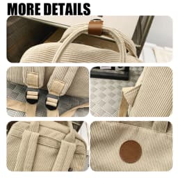 Corduroy School Bag for Middle School Students, Ins-Style College Backpack, New Autumn and Winter Solid Color Velvet Backpack for Girls, Suitable for Students Attending Classes, Shopping, and Hiking