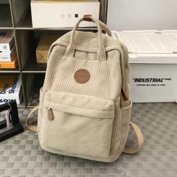 Corduroy School Bag for Middle School Students, Ins-Style College Backpack, New Autumn and Winter Solid Color Velvet Backpack for Girls, Suitable for Students Attending Classes, Shopping, and Hiking