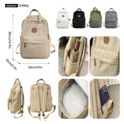 Corduroy School Bag for Middle School Students, Ins-Style College Backpack, New Autumn and Winter Solid Color Velvet Backpack for Girls, Suitable for Students Attending Classes, Shopping, and Hiking