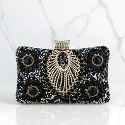 Acrylic Flower One Side Glitter Tassel Women Evening Bags Diamonds Small Day Clutch Luxury New Chain Shoulder Handbags For Party