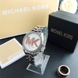 Brand new Michael Kors MK fashion single-row crystal letter watch bag, pink scale, stylish and personalized girl’s handbag