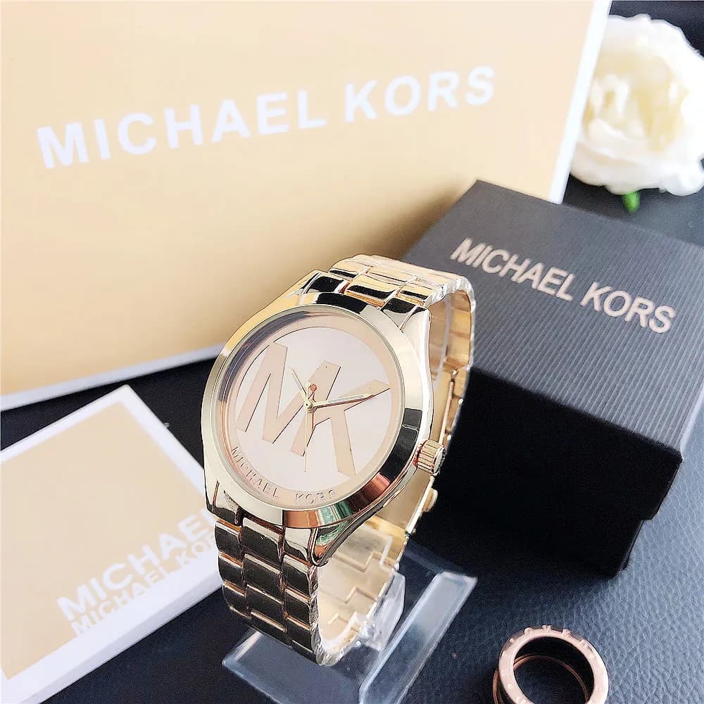 Brand new Michael Kors MK fashion single-row crystal letter watch bag, pink scale, stylish and personalized girl’s handbag
