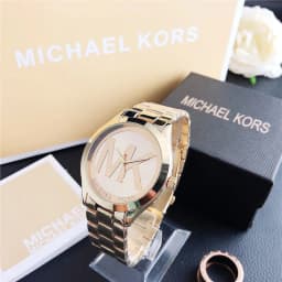 Brand new Michael Kors MK fashion single-row crystal letter watch bag, pink scale, stylish and personalized girl’s handbag