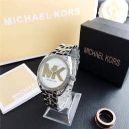Brand new Michael Kors MK fashion single-row crystal letter watch bag, pink scale, stylish and personalized girl’s handbag