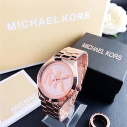 Brand new Michael Kors MK fashion single-row crystal letter watch bag, pink scale, stylish and personalized girl’s handbag
