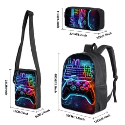 Hot GamePad 3Pcs/Set Backpack With Messenger Bags ,Pencil Bag,School Bag For Boy/Girls Best Gift 2D Cartoon Student School Bags