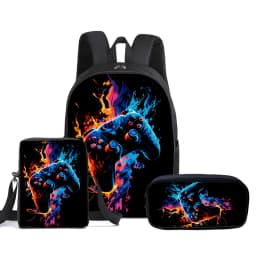 Hot GamePad 3Pcs/Set Backpack With Messenger Bags ,Pencil Bag,School Bag For Boy/Girls Best Gift 2D Cartoon Student School Bags
