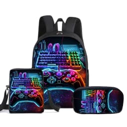 Hot GamePad 3Pcs/Set Backpack With Messenger Bags ,Pencil Bag,School Bag For Boy/Girls Best Gift 2D Cartoon Student School Bags