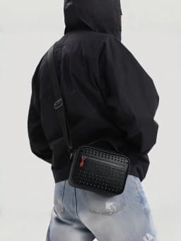 Punk-style Crossbody Bag for Men Stylish Men's Sling Bag Large Capacity Shoulder Bag, Multiple Pockets & Zipper Closure