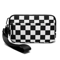 Womens Wallet Cute Checkered Multi Credit Card with Clear ID Window Large Capacity Zip Around Clutch Travel Lightweight Purse