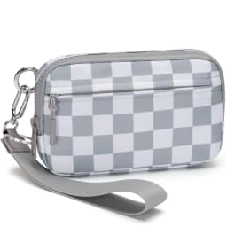 Womens Wallet Cute Checkered Multi Credit Card with Clear ID Window Large Capacity Zip Around Clutch Travel Lightweight Purse
