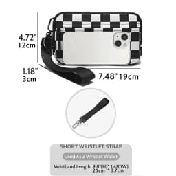 Womens Wallet Cute Checkered Multi Credit Card with Clear ID Window Large Capacity Zip Around Clutch Travel Lightweight Purse