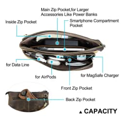 Cowhide Men's Clutch Bags Genuine Leather Men Business Travel Handbags Large Capacity Cable Organizer Clutch Purse Vintage Style