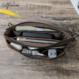 Cowhide Men's Clutch Bags Genuine Leather Men Business Travel Handbags Large Capacity Cable Organizer Clutch Purse Vintage Style