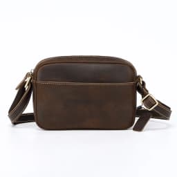 Vintage Crazy Horse Leather Crossbody Bag - Minimalist Unisex Small Square Top-Grain Cowhide Shoulder Bag, Boho Niche Style
