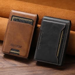 SUTENI Card Slot Wallet Flip Cover Faux Leather Card Box Pressing The Button Automatically Ejects The Card