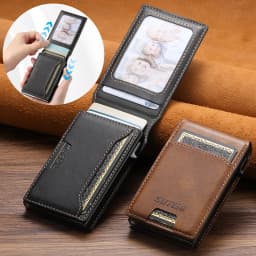 SUTENI Card Slot Wallet Flip Cover Faux Leather Card Box Pressing The Button Automatically Ejects The Card